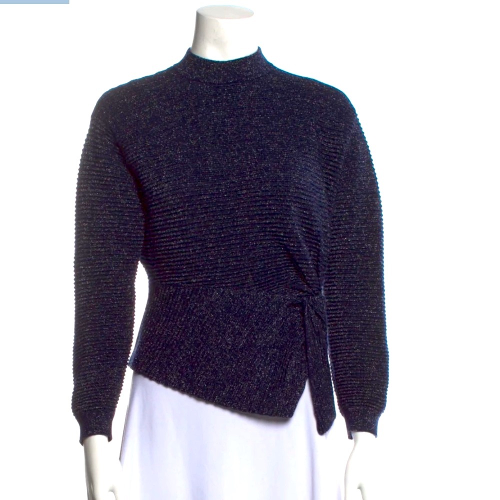 MICHELLE MASON simply fabulous! twist-front intermix rib-knit sweater top P